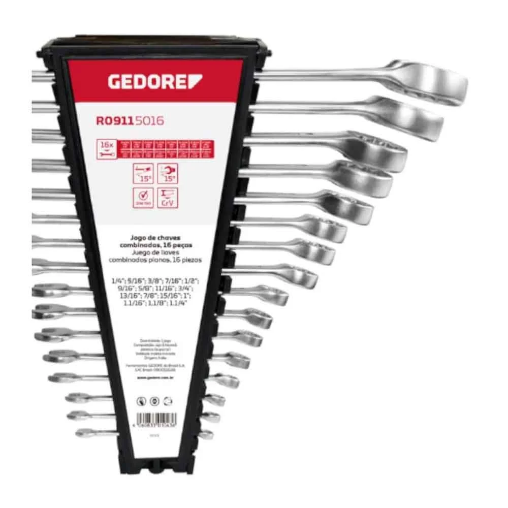 Jogo de Chaves Combinadas 1/4 pol a 1.1/4 pol 16 chaves 